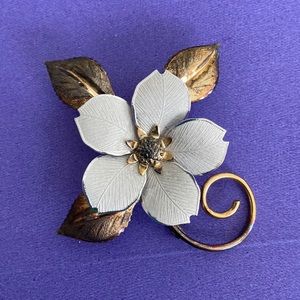 BOYD vermeil gold on sterling silver wild rose brooch vintage